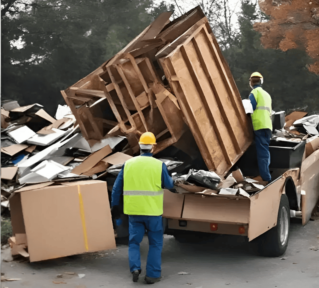 Helios Services team removing residential junk in Montreal